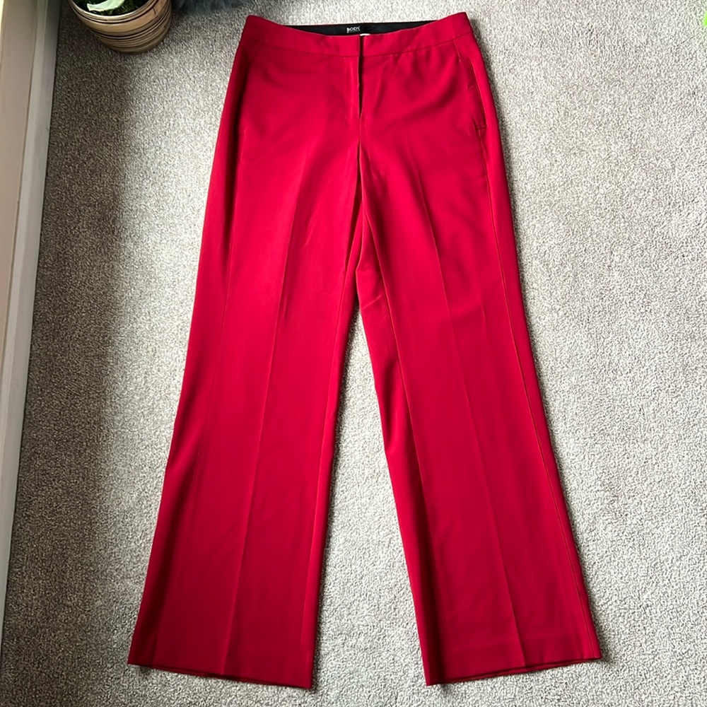 VICTORIAS SECRET Tall Trouser Size 12 “Bridget Fit” High rise Wide Leg in Red.